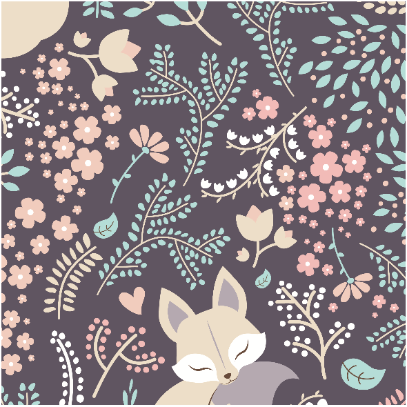 Fabric 2227 | sleeping Fox - pastel violet