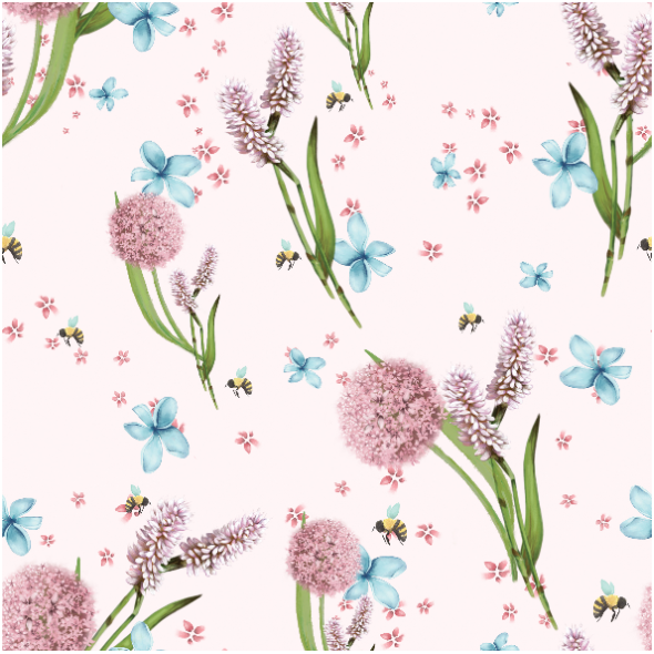 Tkanina 20718 | Różowe kwiaty / pink flowers