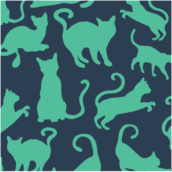 Fabric 21227 | Cats Cat Kitten Blue Green
