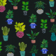 Fabric 21234 | Black plant potted succulents