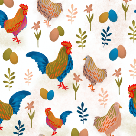 Fabric 21236 | Rooster Chicken Coutry Folk 