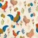 Tkanina 21237 | Koguciki Rooster Chicken Folk