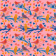 Tkanina 21238 | Funny birds Birdy Heart Pink