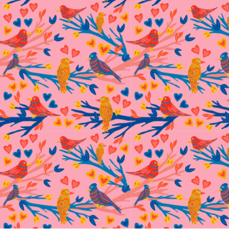 21238 | Funny birds Birdy Heart Pink