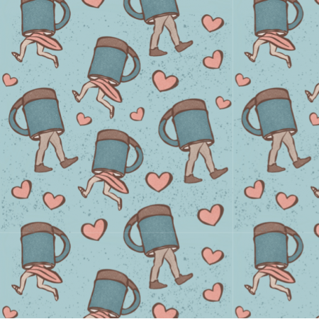 Fabric 21239 | Blue Cups Heart Love 