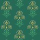 Fabric 21273 | Kwiaty Art deco na morskiej zieleni 