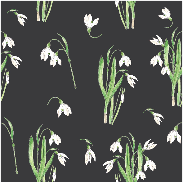 Fabric 21277 | Przebiśniegi black