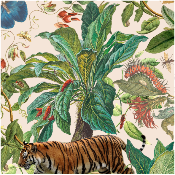Fabric 21479 | Tropikalna Dżungla z Tygrysami