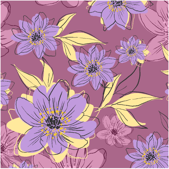 Fabric 21538 | purple Flowers