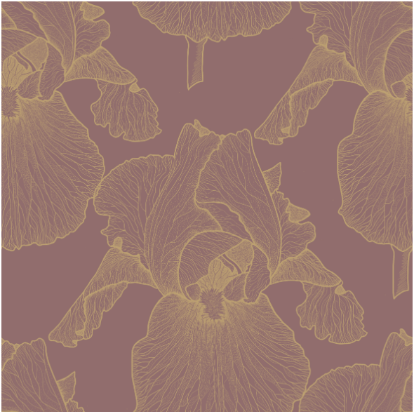 Fabric 21673 | Zlote irysy na rozowym