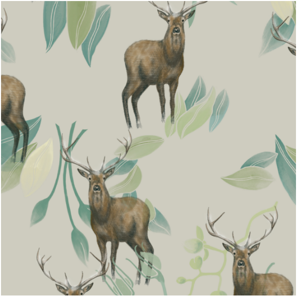 Fabric 21678 | Jelenie na bezowym