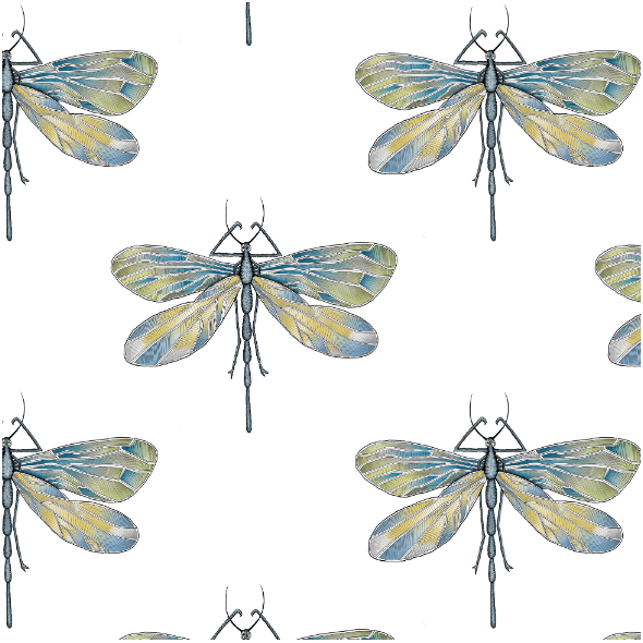Tkanina 21806 | Dragonfly on white