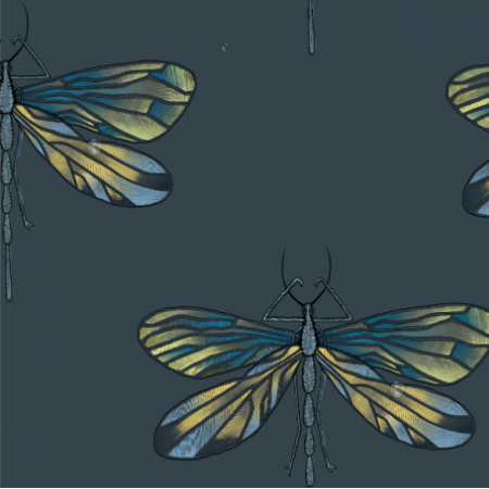 Tkanina 21813 | dragonfly on navy blue