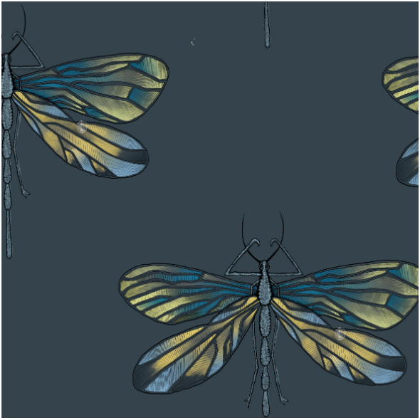 Tkanina 21813 | dragonfly on navy blue