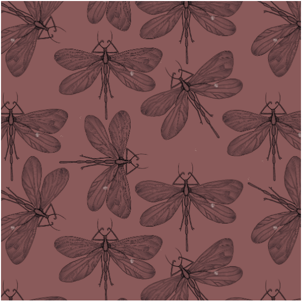 Tkanina 21907 | Dragonfly on red