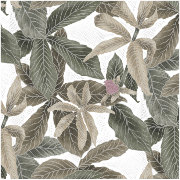 Fabric 21950 | Green Leaves on white