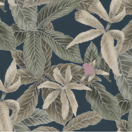 21956 | Green leaves on navy blue