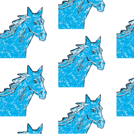 Tkanina 22000 | Blue horse head 1