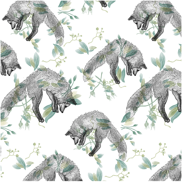 Fabric 22128 | Foxes on white