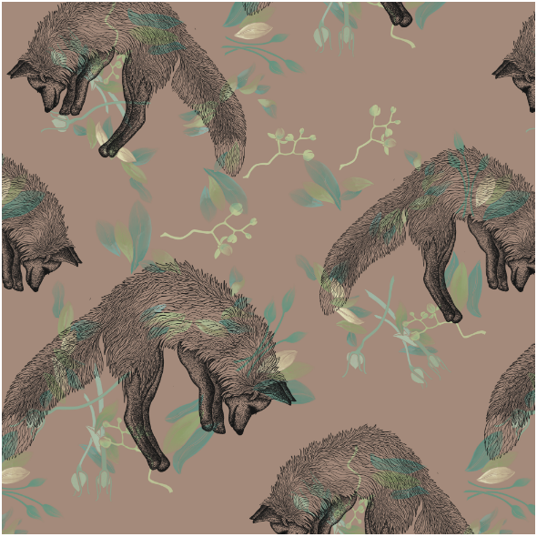 Fabric 22137 | Foxes on brown