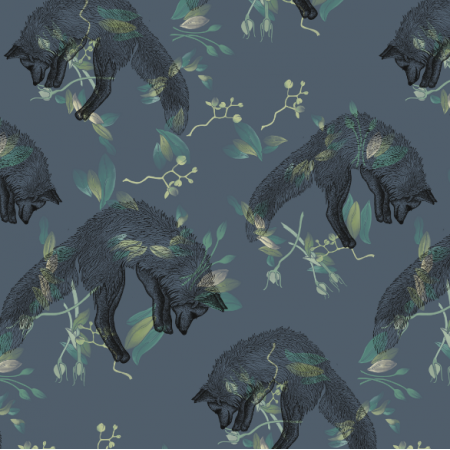 22141 | Foxes on navy blue