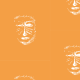 Tkanina 22161 | Orange white mask pattern 1