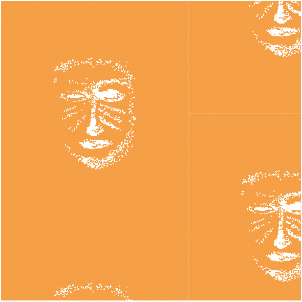 Tkanina 22161 | Orange white mask pattern 1
