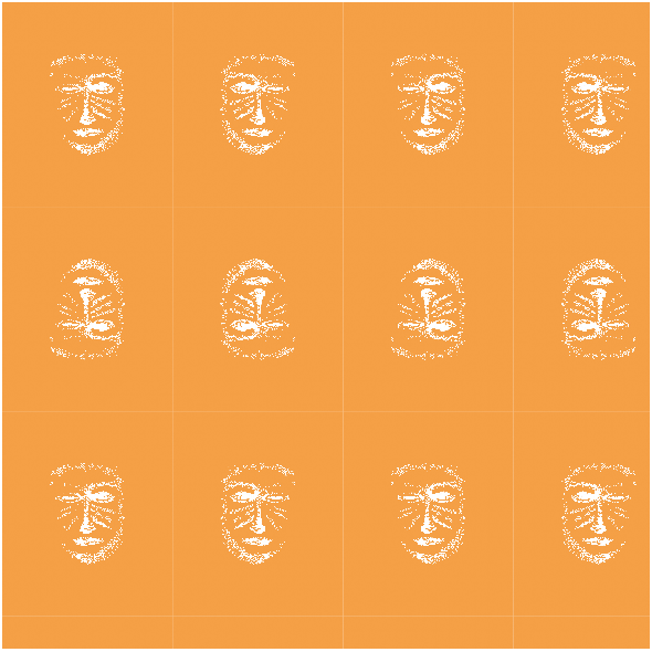 Fabric 22162 | Orange white mask pattern 1A