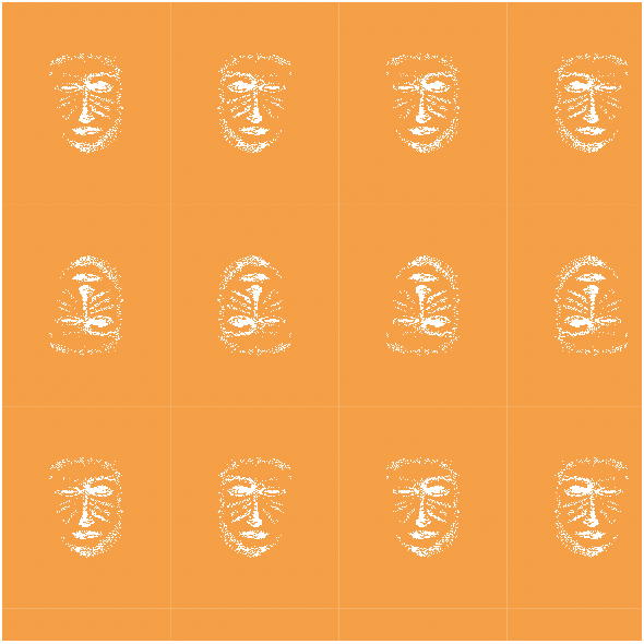 Tkanina 22162 | Orange white mask pattern 1A