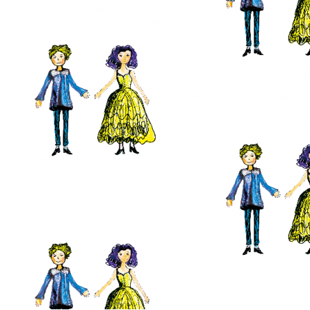 Tkanina 22206 | prince and princess 1 colourful pattern for kids