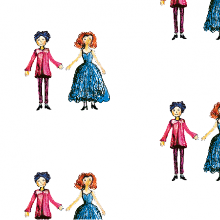 Tkanina 22207 | prince and princess 2 colourful pattern for kids