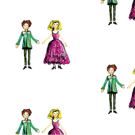 Tkanina 22208 | prince and princess 3 colourful pattern for kids