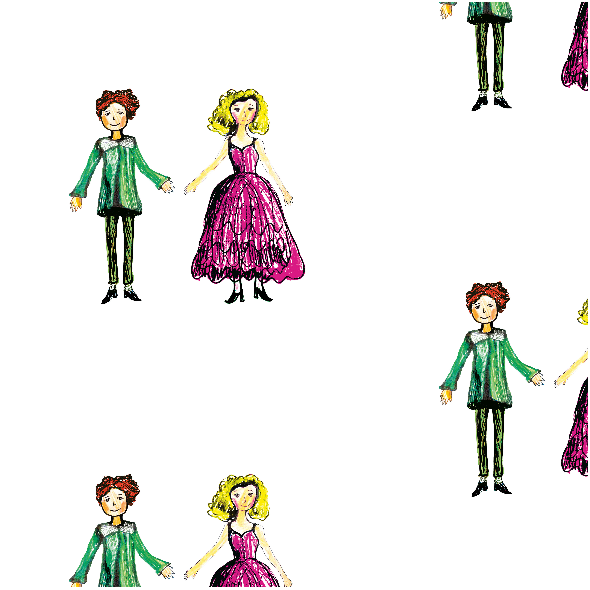 Tkanina 22208 | prince and princess 3 colourful pattern for kids