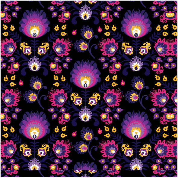 Fabric 22215 | folk fiolet - black small