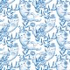 Fabric 22552 | Cute white cat and flower leaves