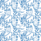 Fabric 22552 | Cute white cat and flower leaves