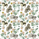 Fabric 22654 | Psy Cavalier King Charles Spaniel i Dzika RÓŻA - BIAŁE TŁO