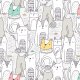 Fabric 22702 | cute doodle cats
