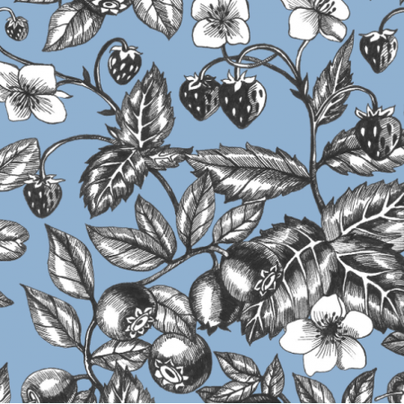 Fabric 22800 | Graphic Berries Faded Denim