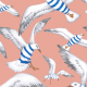 Tkanina 22803 | Seagulls coral pink111
