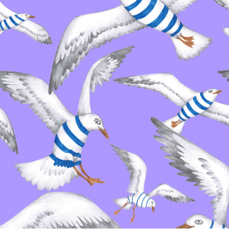 Tkanina 22804 | Seagulls Millennial Purple