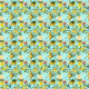Fabric 22914 | Żółte Kwiaty Na AQUA CYAn BLUE  0