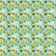 Fabric 22914 | Żółte Kwiaty Na AQUA CYAn BLUE  0