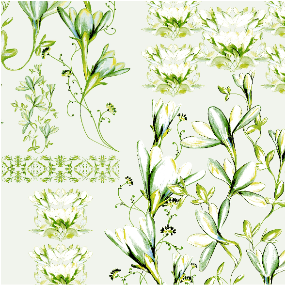 Fabric 22970 | Kwiaty w kolorach szmaragdowych