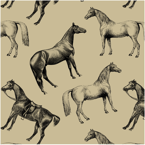 Fabric 22981 | KONIE NA BEŻOWYM 