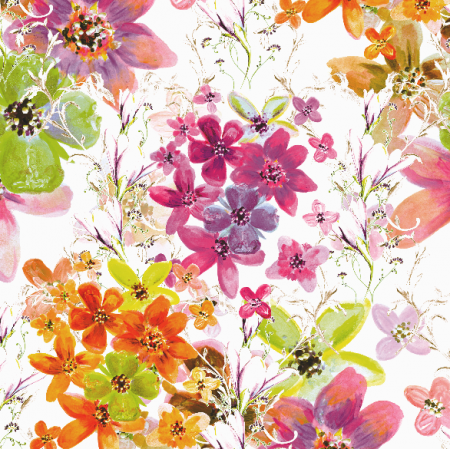 Fabric 22987 | Kolorowy wzór kwiatowy