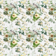 Fabric 22998 | białe kwiaty I ptaszek na białym 
