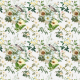 Tkanina 23000 | białe kwiaty z ptaszkiem na białym 