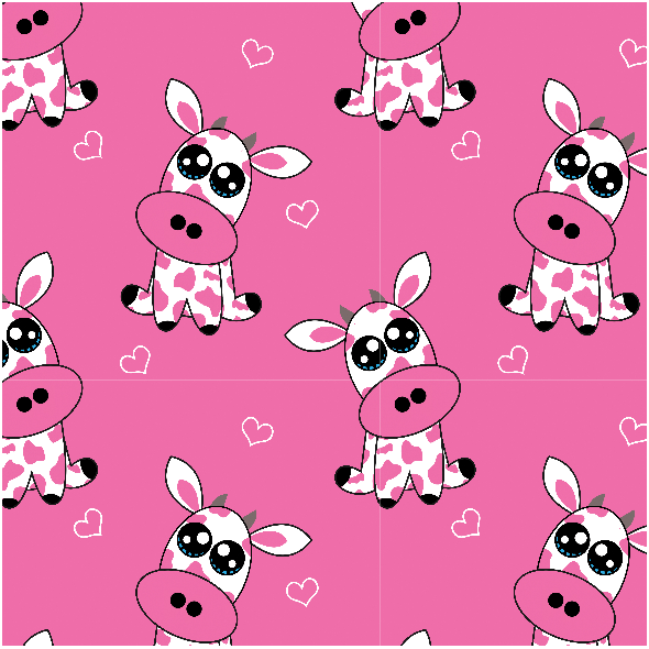 Fabric 23477 | Strawberry cow -  White and pink