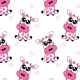 Tkanina 23478 | Strawberry cow -  White and pink